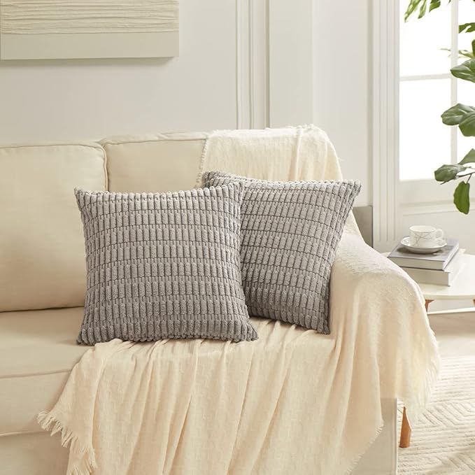 Fancy Homi 4 Packs Grey Decorative Throw Pillow Covers 18x18 Inch - Image 6