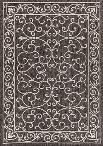 JONATHAN Y Vintage Filigree Indoor Outdoor Area Rug 8X10 Black/Gray, Charlest...