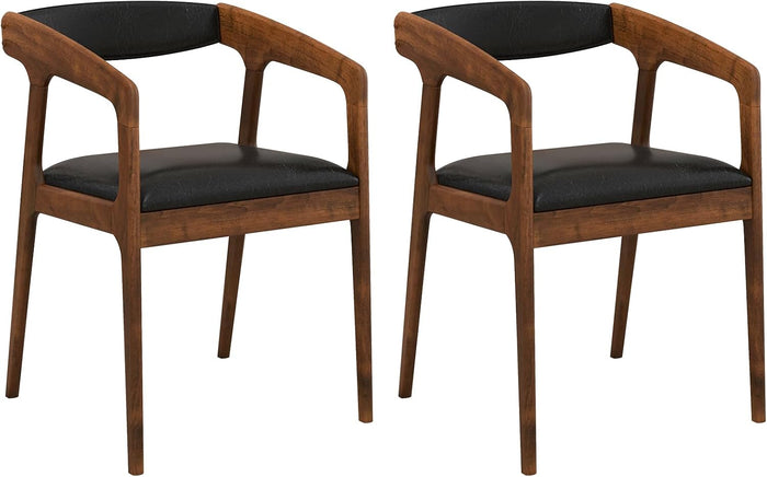 GIANTEX Modern Accent Chair Set of 2, Ergonomic Armrests, Black & Brown