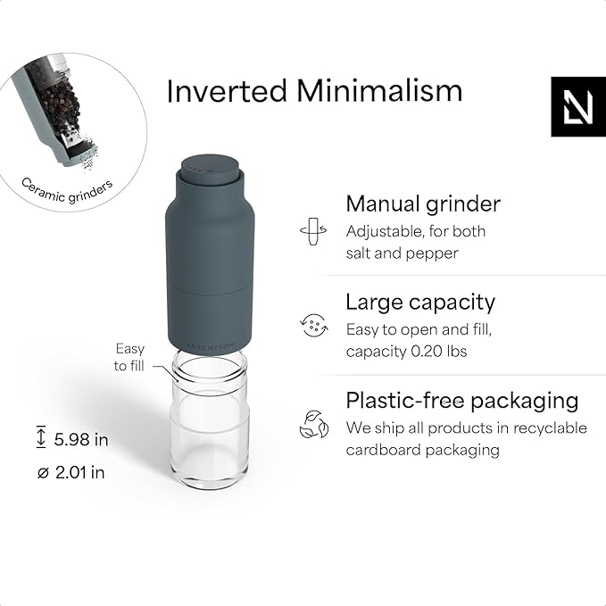 LARS NYSØM Salt and Pepper Grinder Set, Stainless Steel Manual Salt and Pepper - Image 4