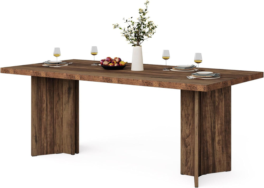 Tribesigns 63-inch Dining Table for 4-6, Farmhouse Kitchen Table with Large T...