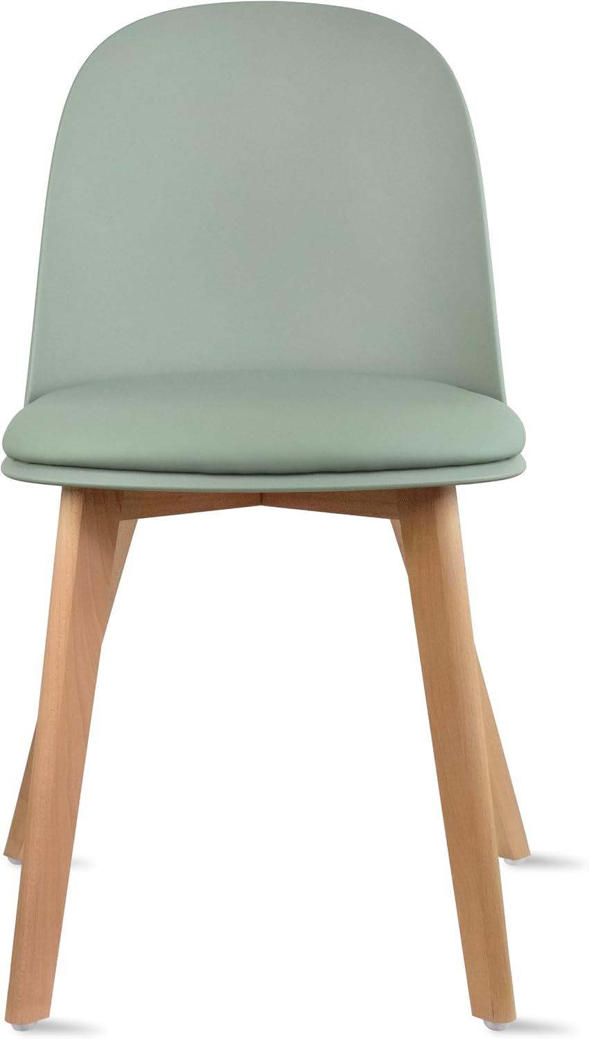 2xhome Set of 2 Modern Armless Dining Chairs | Plastic Shell with PU Leather ...