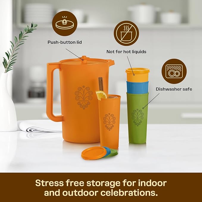Tupperware Heritage Retro Collection, Pitcher and 4 Tumbler Set in Retro Colors - Image 4