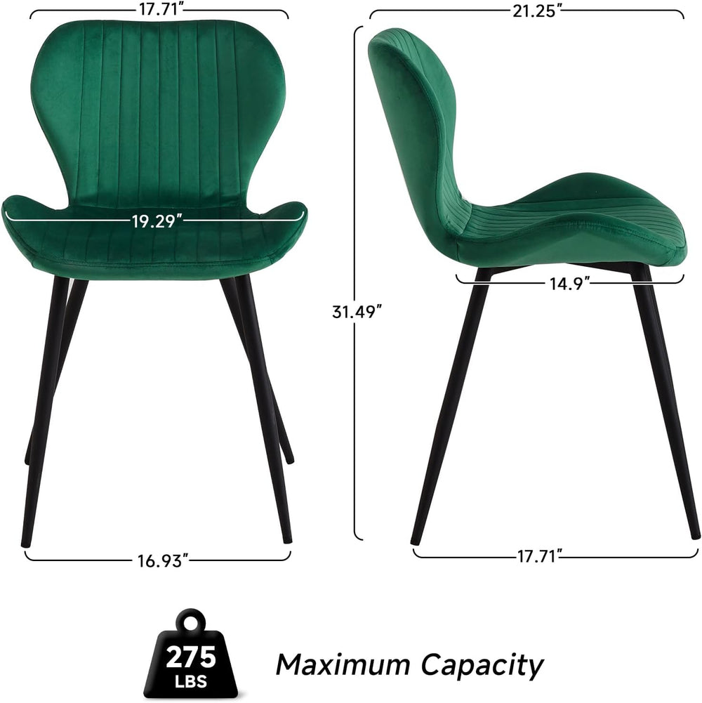 Green Velvet Dining Chairs Set of 4, Ergonomic Kitchen Chairs | Modern Uphols...