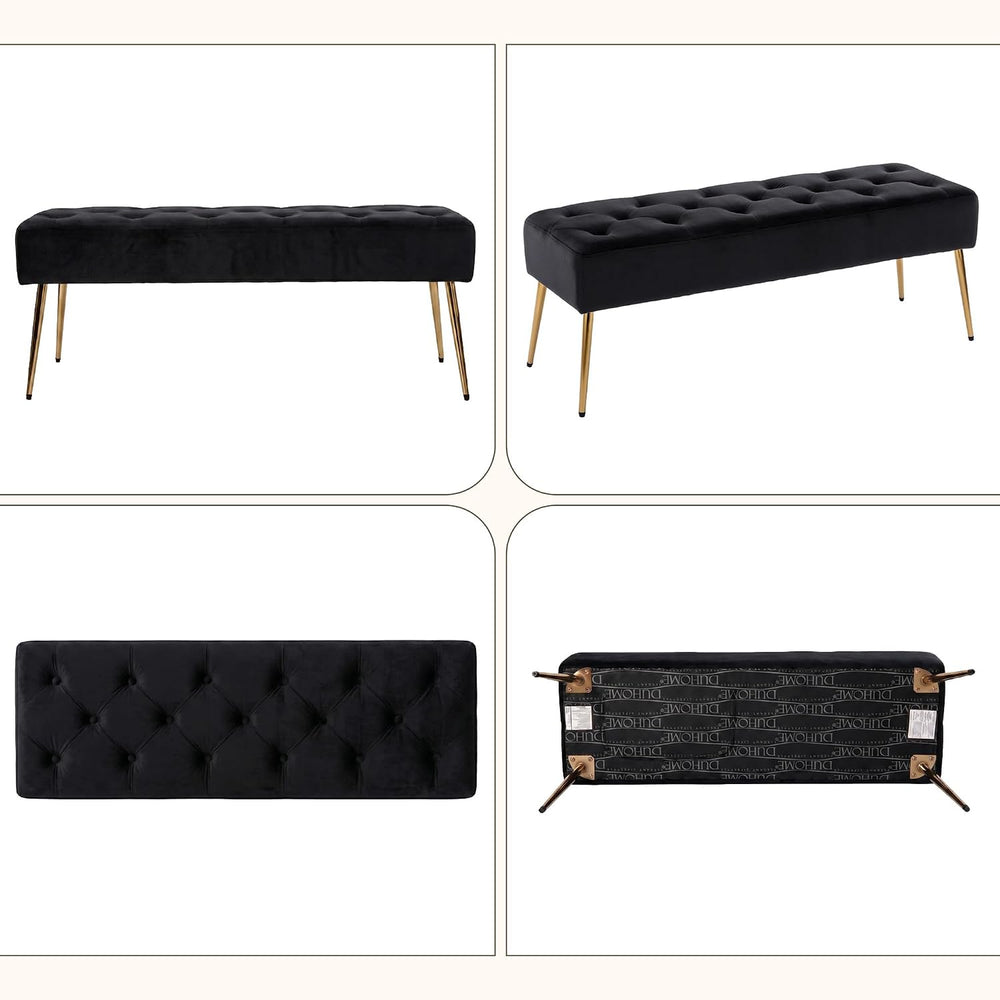 DUHOME Button-Tufted Ottoman Bench, Upholstered Bedroom Benches Velvet Footre...