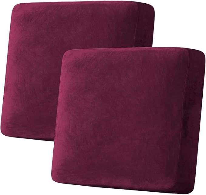 H.VERSAILTEX Velvet Stretch Couch Cushion Cover Plush Cushion Slipcover by HVERSAILTEX