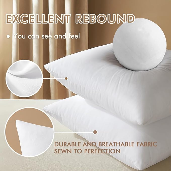 MIULEE 18x18 Inches Pillow Inserts Pack of 2, Decorative Throw Pillow Inserts - Image 3