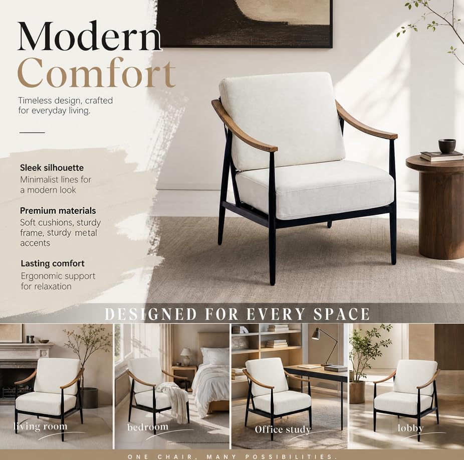RNKSFX Modern Accent Chairs Set of 2 for Living Room Bedroom Mid Century Arm ...