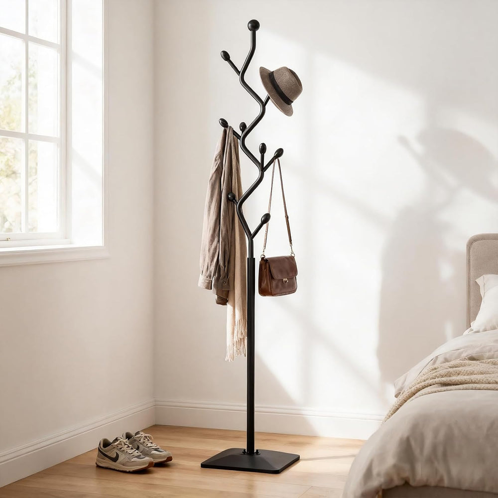 Tree-shaped coat rack stand,Metal coat tree with 8 Hooks and sturdy cast iron...