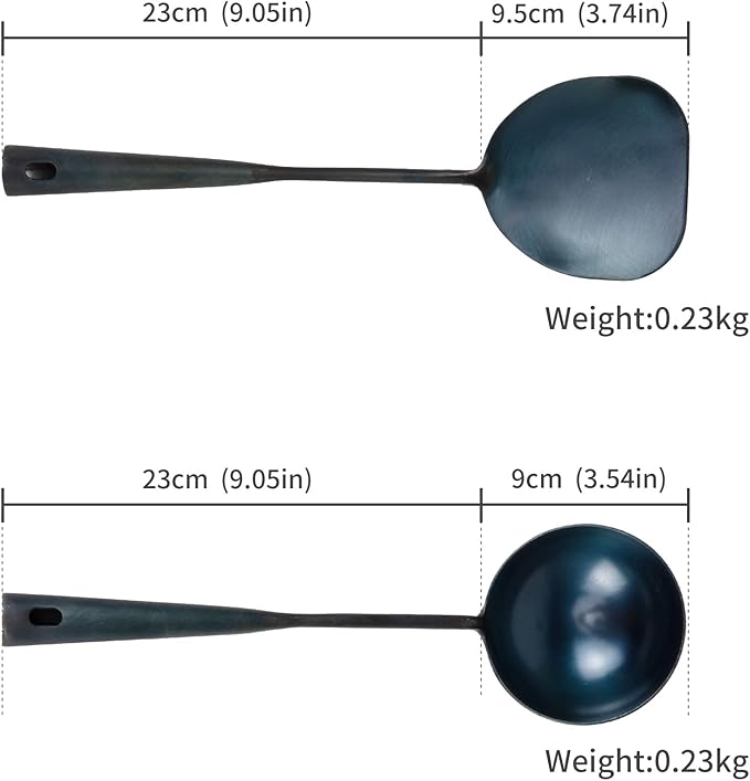 ZhenSanHuan Chinese Traditional HandMade Iron Spatula & Ladle Wok Tool Set - Image 4