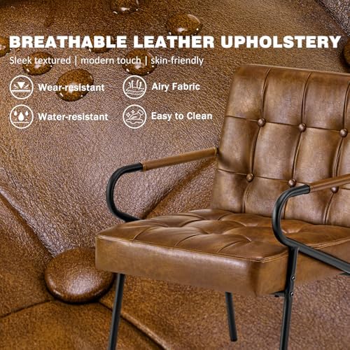 Leather Accent Chairs for Living Room, Mid-Century Modern Reading Chairs for ...