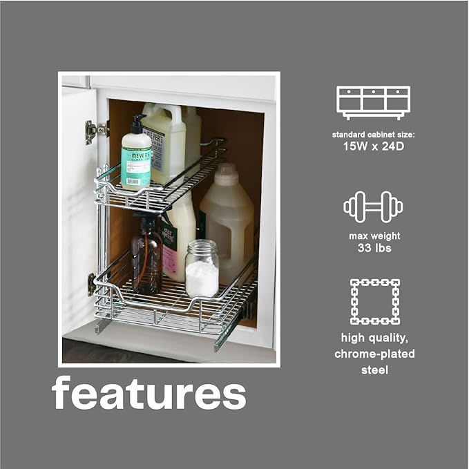 Household Essentials Glidez Multipurpose Chrome-Plated Steel Pull-Out/Slide-Out - Image 5