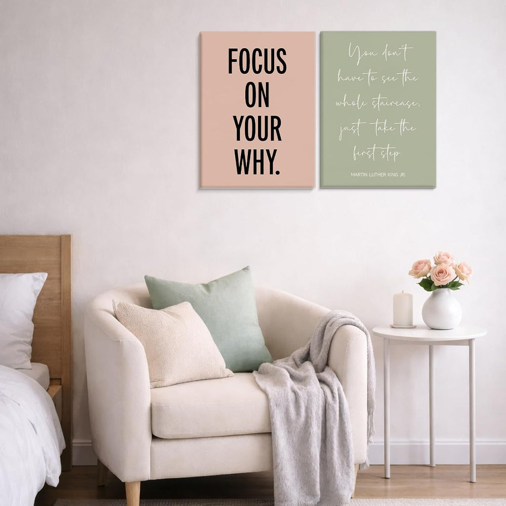 Framed Motivational Office Wall Decor, Set of 6 Boho Inspirational Prints