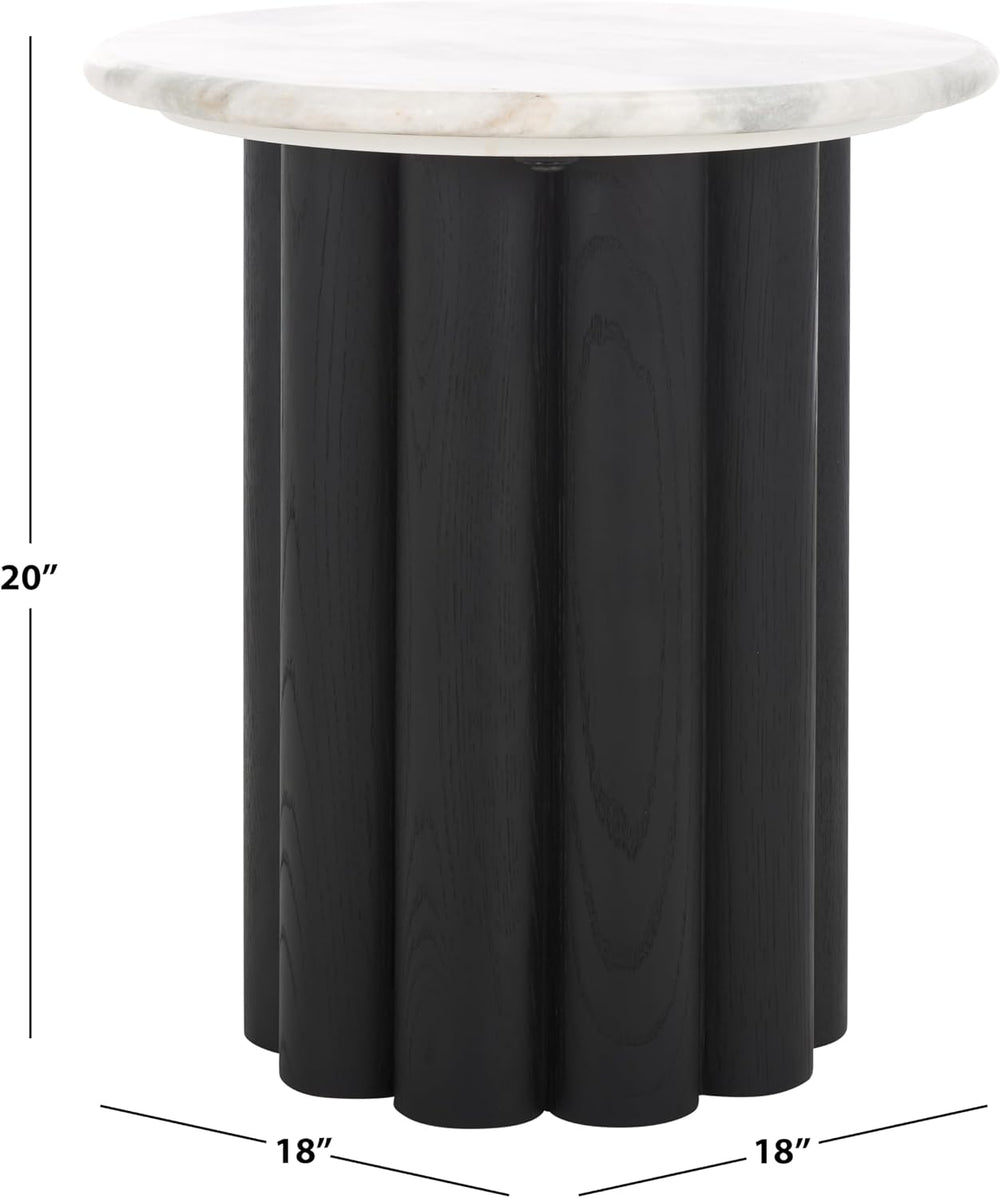 SAFAVIEH Couture Collection - Roxiella Black Solid Wood & Round Marble To...