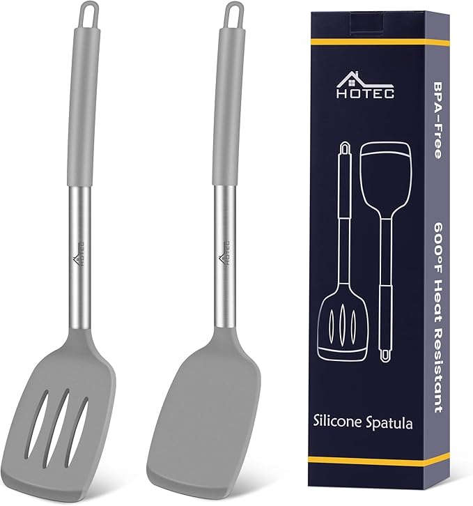 HOTEC Silicone Spatula Set of 2 Heat-Resistant 600°F & BPA-Free Kitchen by Hotec