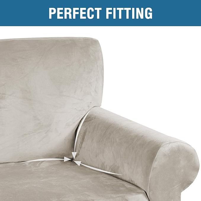 H.VERSAILTEX 1 Peice Stretch Velvet Sofa Covers - Image 4