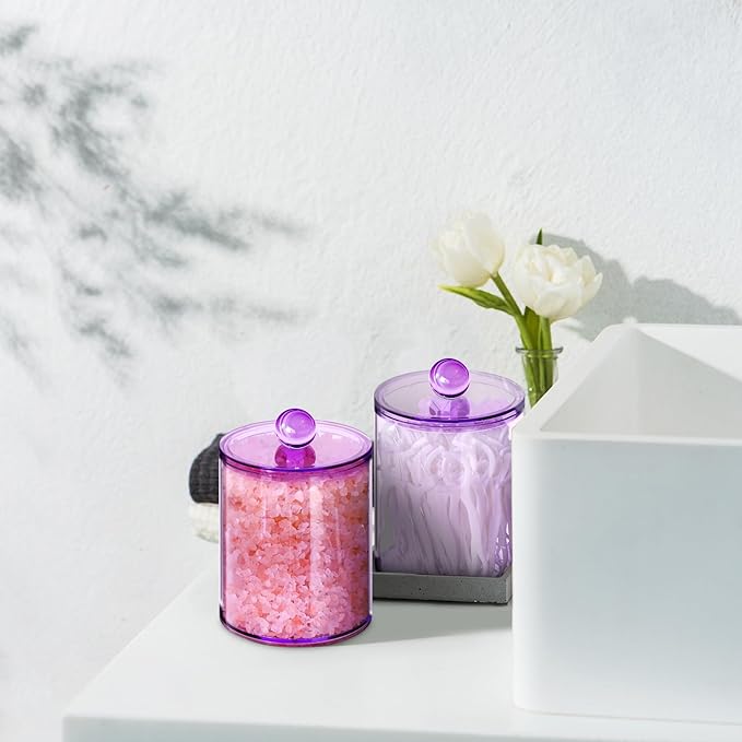 XIPENGKEJI 6 Pack Qtip Holder, Canister Apothecary Jar Set, Bathroom Jars - Image 6