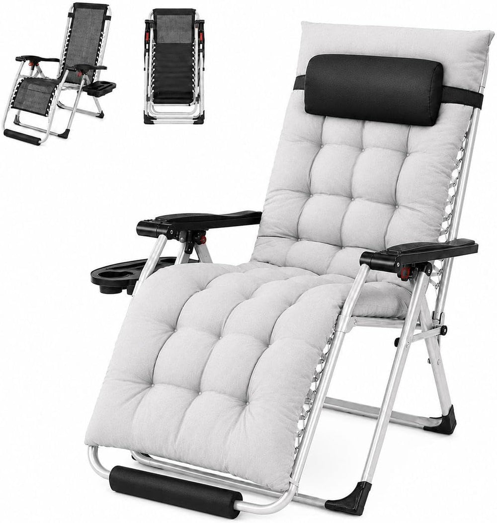 Yaheetech Zero Gravity Chair, Folding Reclining Lounge Recliner with Removabl...