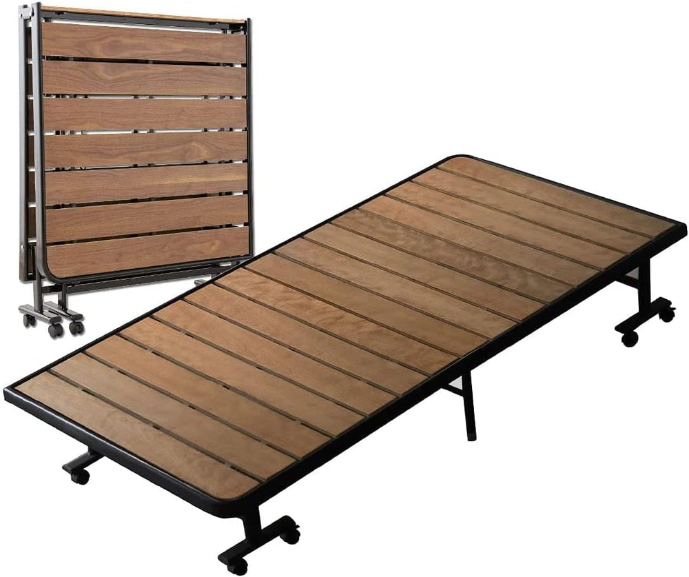 EMOOR Wood Slatted Folding Rollaway Platform Bed SUNOKO-MEHOL Twin for Japane...