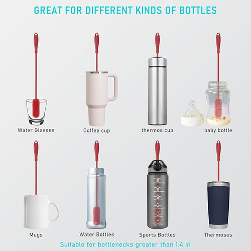 15.7" Silicone Bottle Brush, ddLUCK Water Bottle Cleaner Brush - Image 2