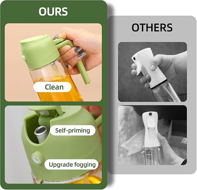 Aovdy Oil Sprayer for Cooking 16oz, 2 in 1 Olive Oil Dispenser and Oil Sprayer - Image 6