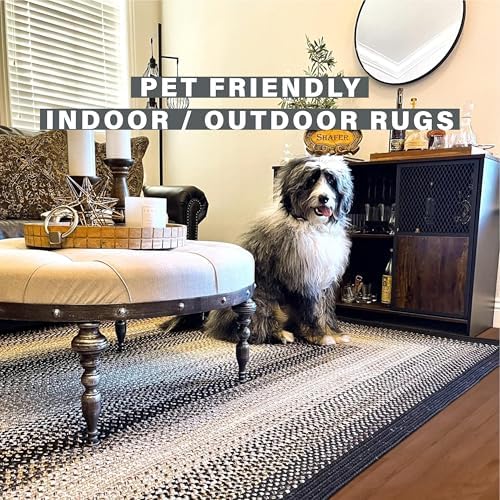 Homespice Black Mist Oval Braided Rug Ideal as Kitchen Rug Washable 27x45