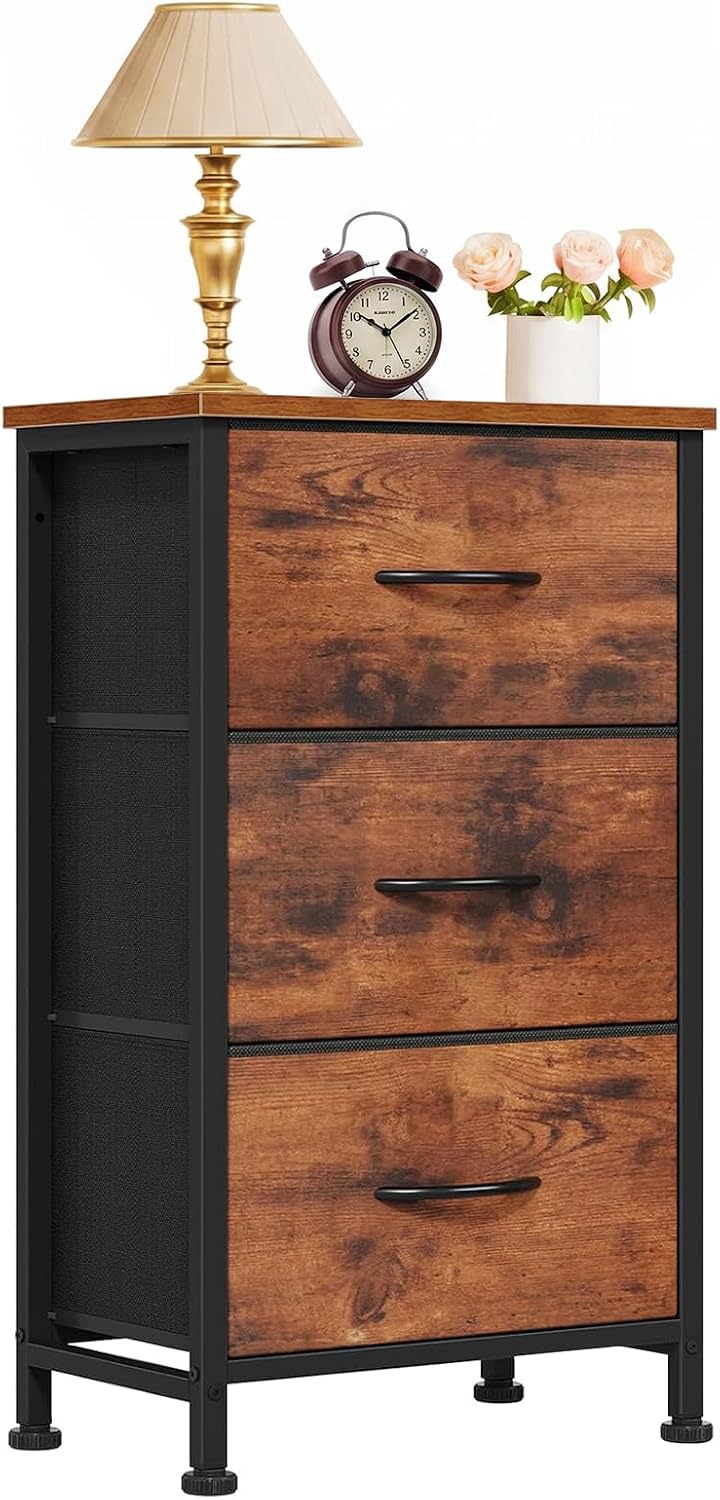 3 Drawers Dresser for Bedroom Fabric Storage Tower with Wooden Top