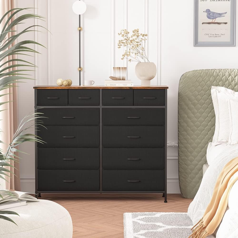 VASICAR Large Dresser for Bedroom with 12 Drawers, Tall Fabric Dressers