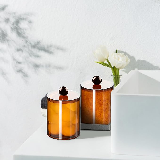 XIPENGKEJI 2 Pack Qtip Holder, Canister Apothecary Jar Set, Bathroom Jars - Image 6