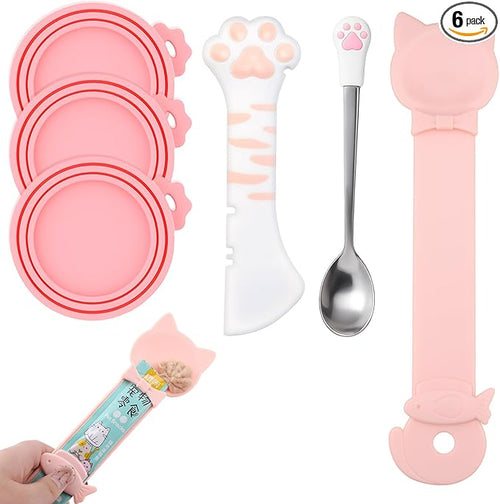 6 PCS Cat Food Can Covers Set, Reusable Silicone Can Lids by Cfyosnk
