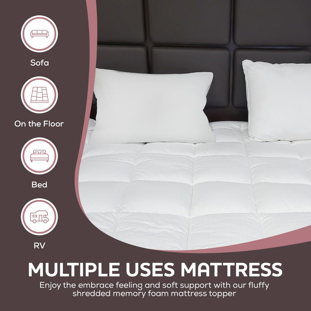 CirclesHome White Futon Mattress Toppers with Anti-Slip Anchors - Futon Cover...