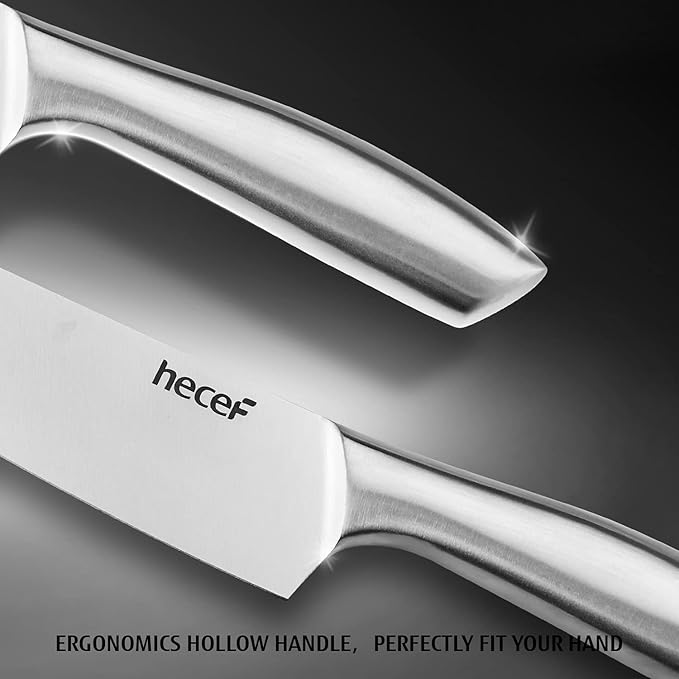 hecef Silver Kitchen knife set of 5, Satin Finish Blade - Image 2