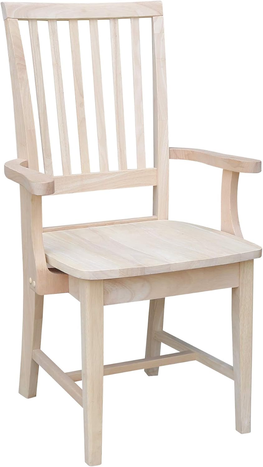 IC International Concepts Mission Arm Chair, Solid Wood, Unfinished