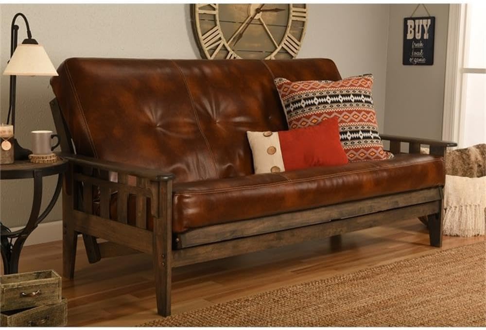 Kodiak Furniture 75" Traditional Polyester & Leather No-Flip Futon M...