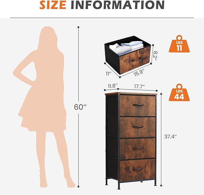 Sweetcrispy 4 Drawer Dresser, Fabric Storage Tower Organizer - Image 3