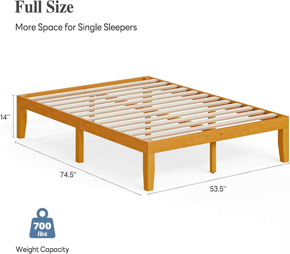 OLIXIS 12 Inch Full Size Bed Frame, Wooden Platform Bed, Underbed Storage