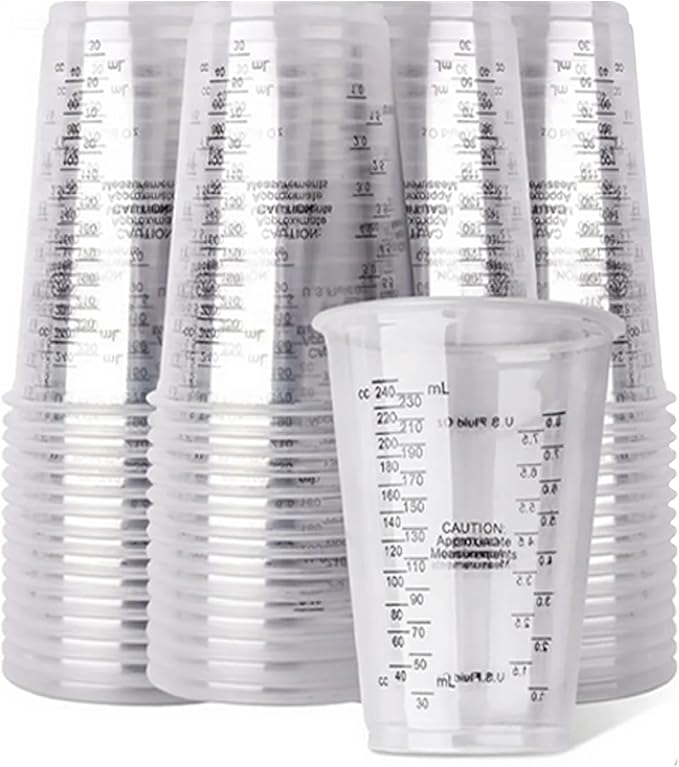 Clear Plastic Measuring Cups, 8oz Graduated Disposable and Reusable Mixing Cups by Mtgluk