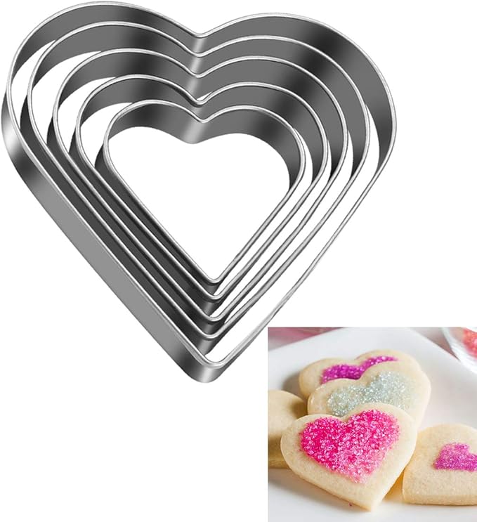 Love Heart Cookie Cutter Set Pack of 5 Valentines Day Heart Biscuit Cutter by Tmflexe