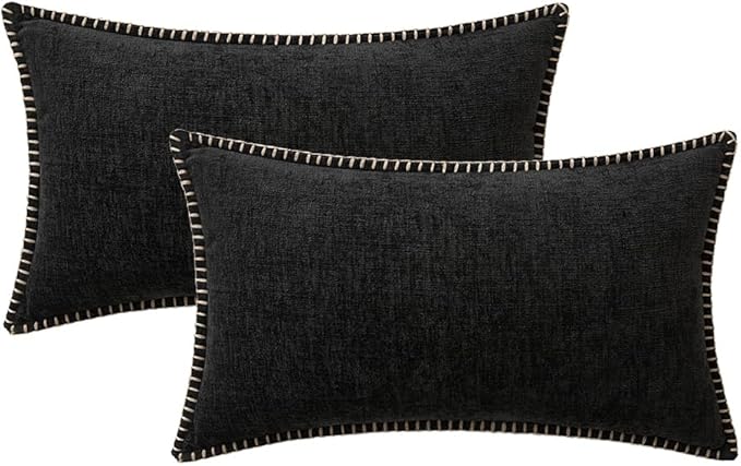 MIULEE Pack of 2 Couch Throw Pillow Covers 12x20 Inch Black Farmhouse - Image 6