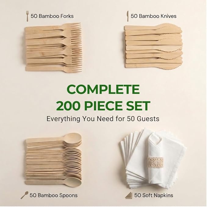 Pre Rolled Napkin and Bamboo Cutlery Set - Image 5