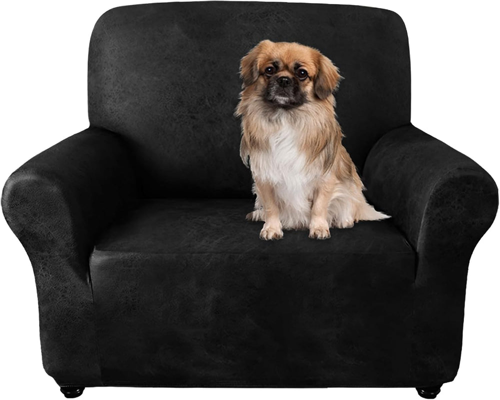ANARACHON 1-Piece Leather-Look Armchair Cover, Stretch Chair Slipcover