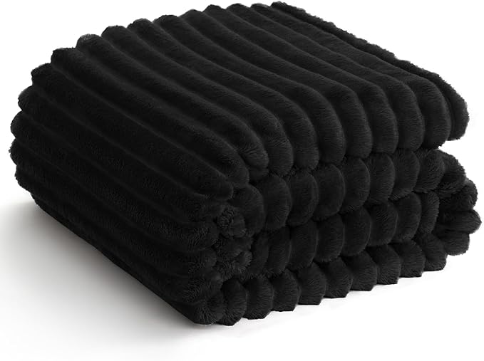 HIMEET Black Ribbed King Size Blanket by Unknown