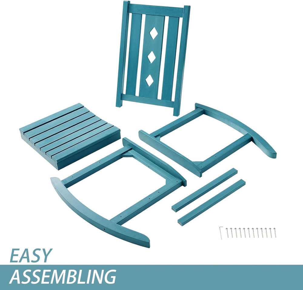Oversized Outdoor Rocking Chair, Porch Rocker with High Back - Blue | All Wea...