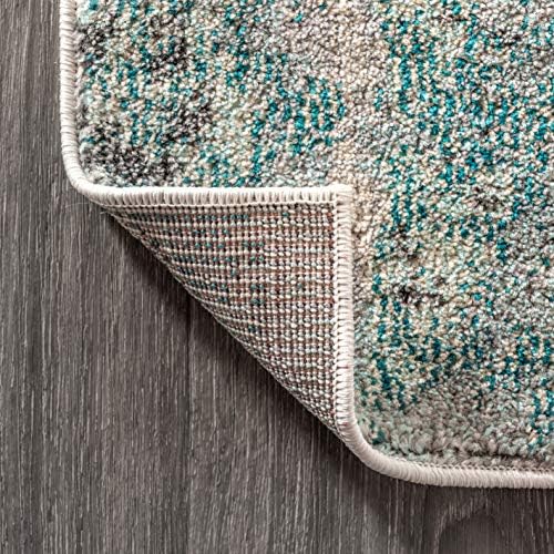 JONATHAN Y Modern Abstract Vintage Cream/Blue 8x8 Square Indoor Area Rug, Con...