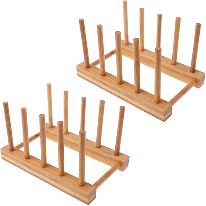 YWSHF 2 PCS Bamboo Wooden Dish Rack Dishes Drainboard Drying Drainer Storage by YWSHF