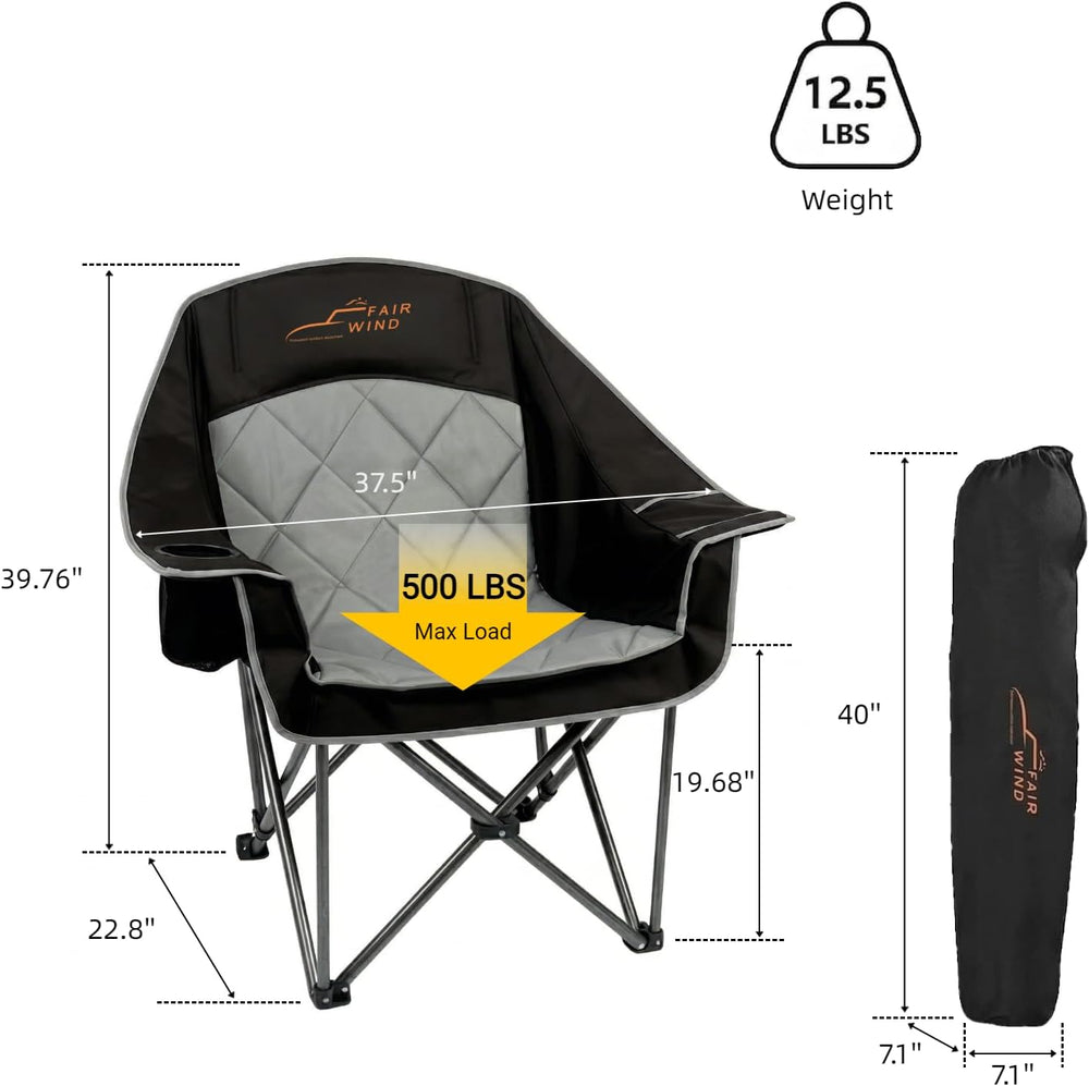FAIR WIND 2 Pack XL Oversized Padded Camping Chair Heavy Duty for Adults