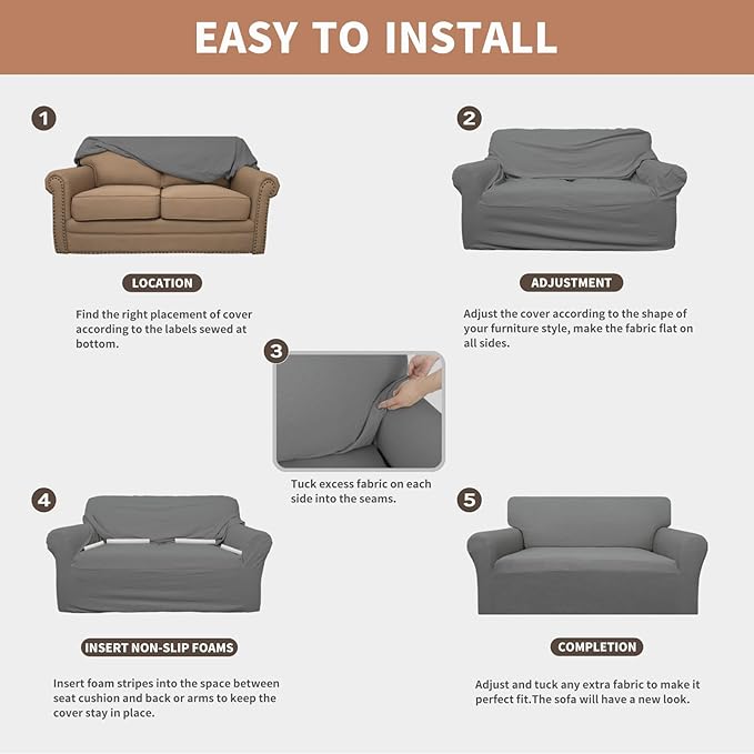 Easy-Going 100% Waterproof Couch Cover, Dual Waterproof Sofa Cover, Stretch - Image 5