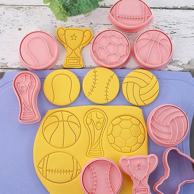 Ball Shape Cookie Cutters Set, 8-PCS 3D Football, Basketball, Volleyball - Image 4