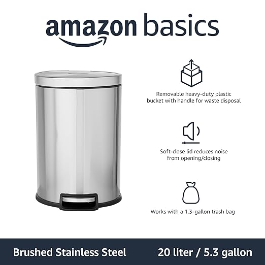 Amazon Basics Round Cylindrical Trash Can - Image 2