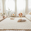 Creamy White Rabbit Plush Rug 6'x9', Fluffy Faux Fur Shaggy Area Rug by CHOVY